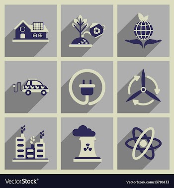 Concept of flat icons with long shadow ecology vector image