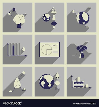 Concept of flat icons with long shadow ecology vector image