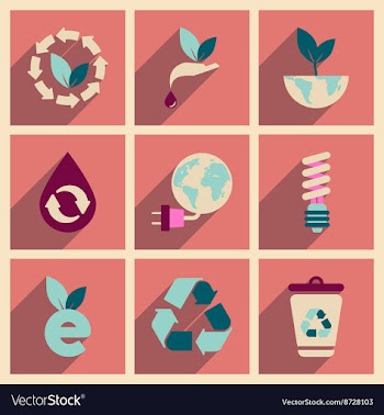Concept of flat icons with long shadow ecology vector image