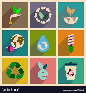 Concept of flat icons with long shadow ecology vector image