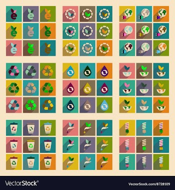 Concept of flat icons with long shadow ecology vector image