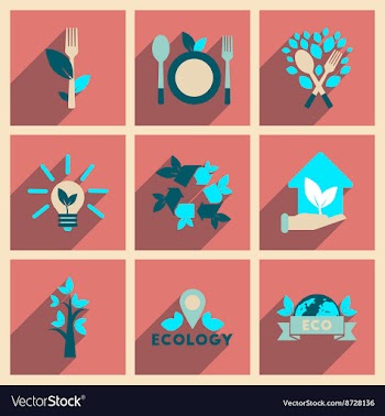 Concept of flat icons with long shadow ecology vector image