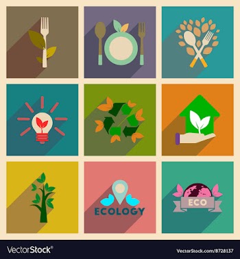 Concept of flat icons with long shadow ecology vector image