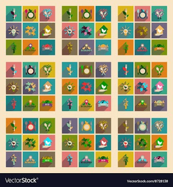 Concept of flat icons with long shadow ecology vector image