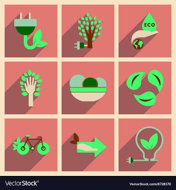 Concept of flat icons with long shadow ecology vector image