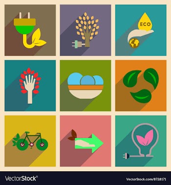 Concept of flat icons with long shadow ecology vector image