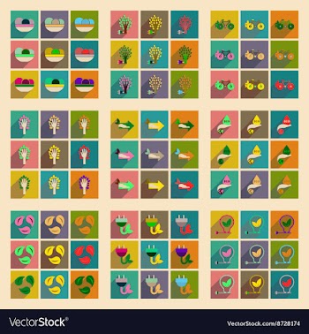 Concept of flat icons with long shadow ecology vector image