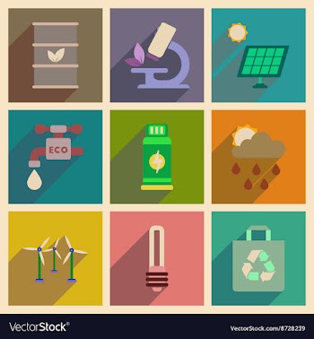 Concept of flat icons with long shadow ecology vector image