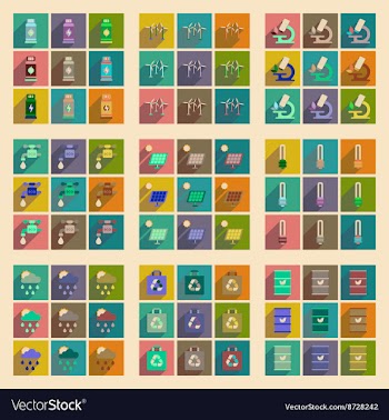 Concept of flat icons with long shadow ecology vector image