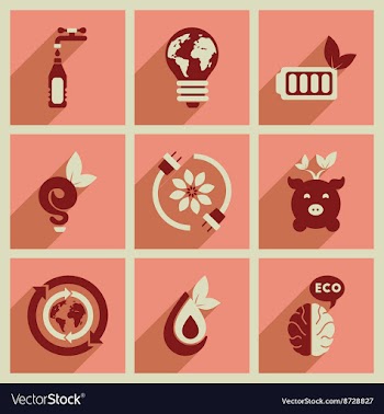 Concept of flat icons with long shadow ecology vector image