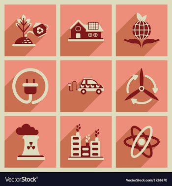 Concept of flat icons with long shadow ecology vector image