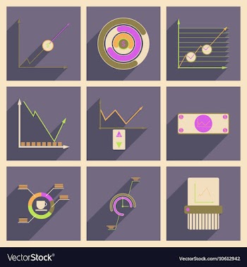 Concept of flat icons with long shadow economic vector image