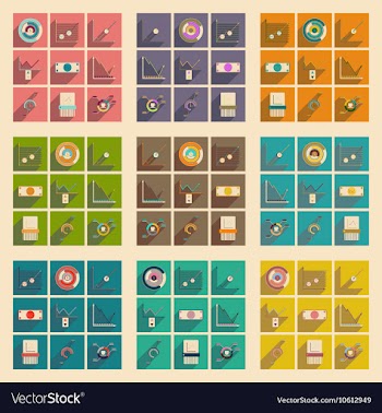 Concept of flat icons with long shadow economic vector image