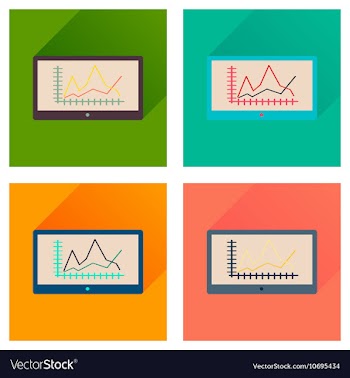 Concept of flat icons with long shadow economic vector image