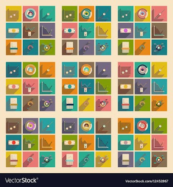 Concept of flat icons with long shadow economic vector image