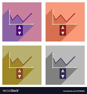 Concept of flat icons with long shadow economic vector image