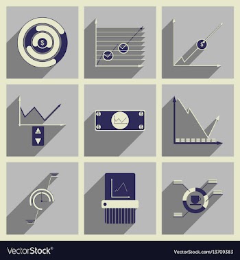 Concept of flat icons with long shadow economic vector image