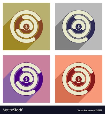 Concept of flat icons with long shadow economic vector image
