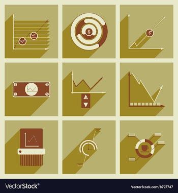 Concept of flat icons with long shadow economic vector image