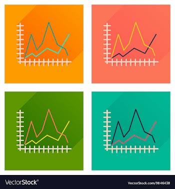 Concept of flat icons with long shadow economic vector image