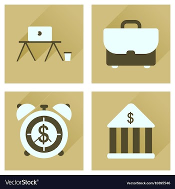 Concept of flat icons with long shadow economics vector image