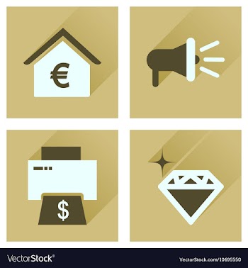 Concept of flat icons with long shadow economics vector image