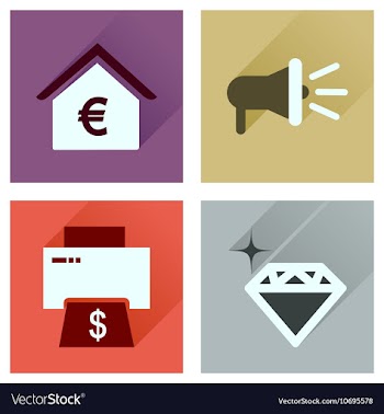 Concept of flat icons with long shadow economics vector image