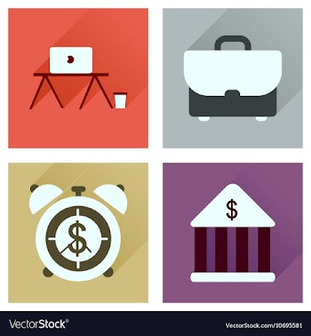 Concept of flat icons with long shadow economics vector image
