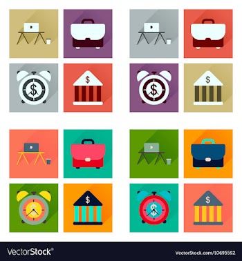 Concept of flat icons with long shadow economics vector image