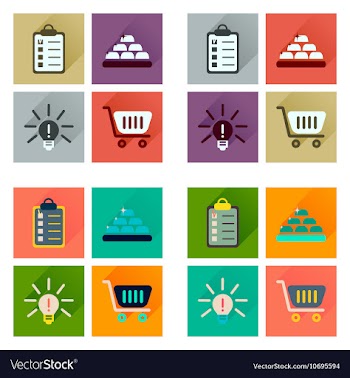 Concept of flat icons with long shadow economics vector image