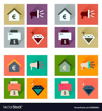 Concept of flat icons with long shadow economics vector image