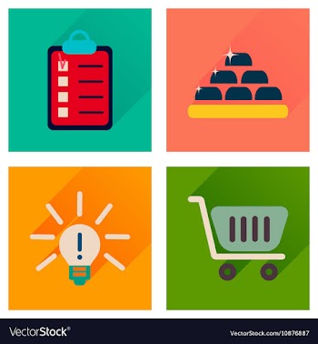 Concept of flat icons with long shadow economics vector image