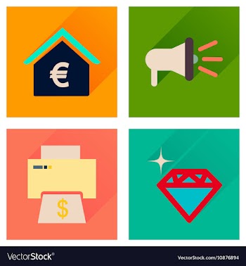Concept of flat icons with long shadow economics vector image