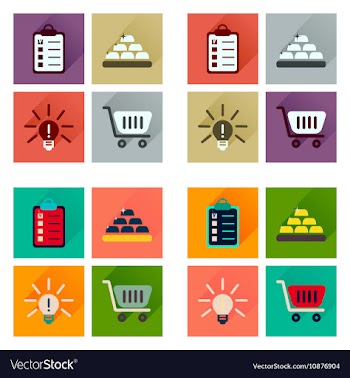 Concept of flat icons with long shadow economics vector image