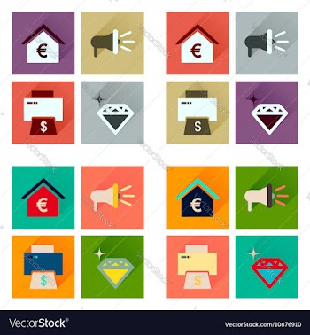 Concept of flat icons with long shadow economics vector image