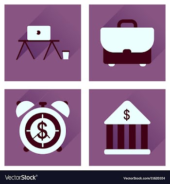 Concept of flat icons with long shadow economics vector image