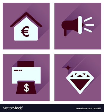 Concept of flat icons with long shadow economics vector image