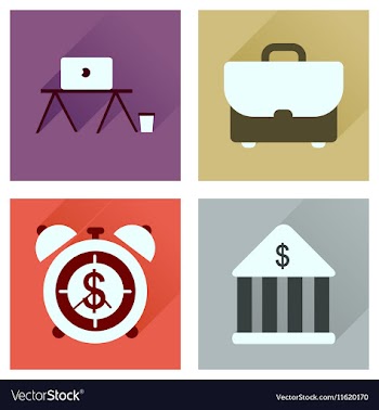 Concept of flat icons with long shadow economics vector image