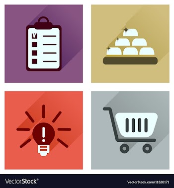 Concept of flat icons with long shadow economics vector image