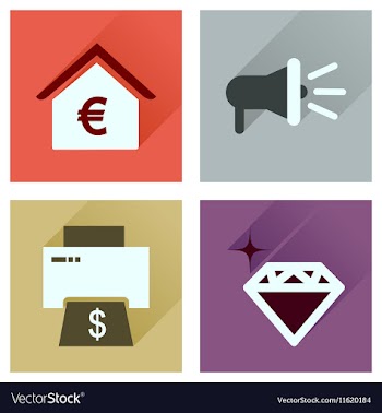 Concept of flat icons with long shadow economics vector image