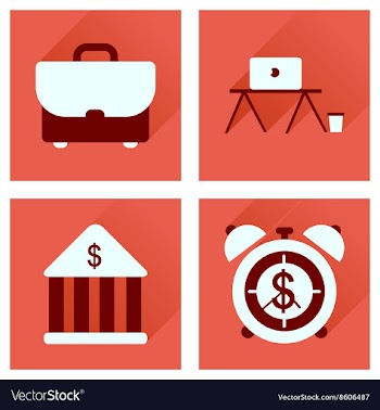 Concept of flat icons with long shadow economics vector image