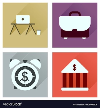 Concept of flat icons with long shadow economics vector image