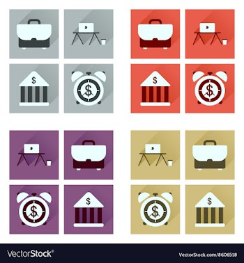 Concept of flat icons with long shadow economics vector image
