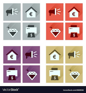 Concept of flat icons with long shadow economics vector image
