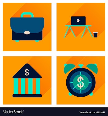 Concept of flat icons with long shadow economics vector image