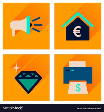 Concept of flat icons with long shadow economics vector image