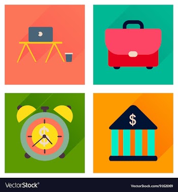 Concept of flat icons with long shadow economics vector image