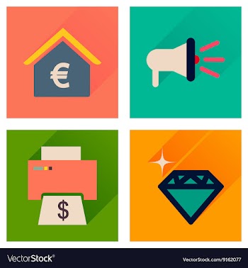 Concept of flat icons with long shadow economics vector image