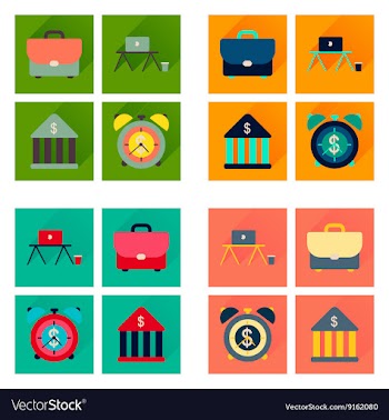 Concept of flat icons with long shadow economics vector image