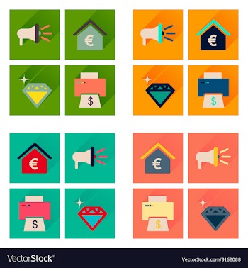 Concept of flat icons with long shadow economics vector image